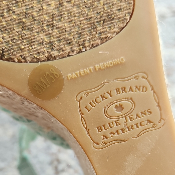 Lucky Brand Espadrille Wedge Bohemian Sandals Seafoam Green 8 - Picture 2 of 7